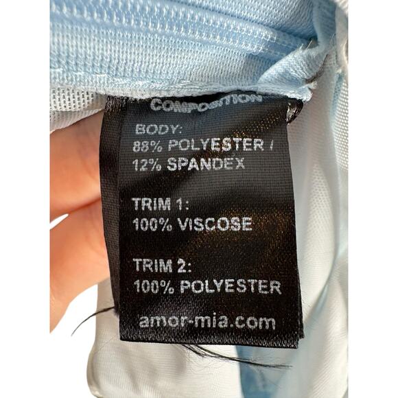 AMOR MIA Meta Angel Pants Sheer Lace Up Ruffle Boho Chic Festival Powder Blue SM - Picture 13 of 16